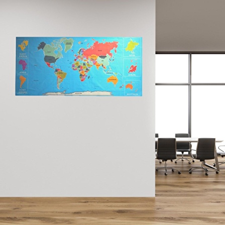 BUFFER® Renkli Atlas Dünya Haritası Manyetik Yapıştırıcı Gerektirmeyen Duvar Stickerı 118 * 56 CM